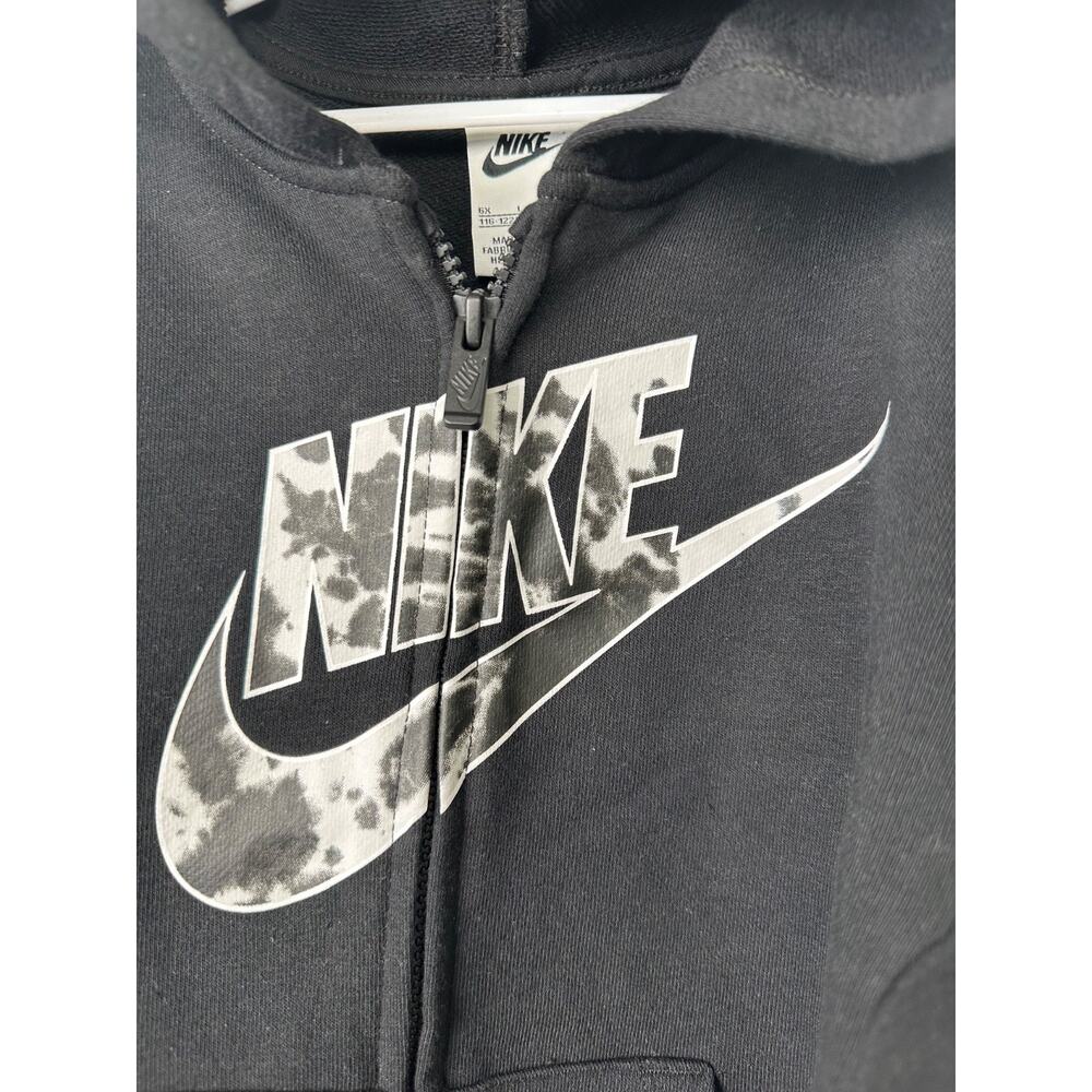 NEW Nike Girls 6X Black Therma Full Zip Hoodie Hood Zipper $48 A54 - Picture 2 of 4